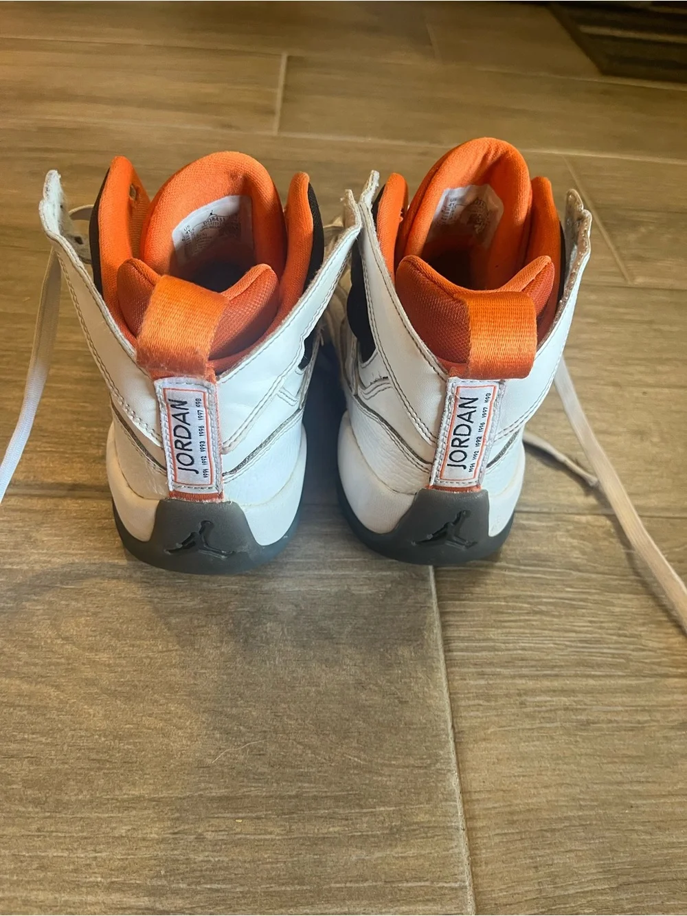 Jordan Kids White and Orange High-Top Sneakers - unisex